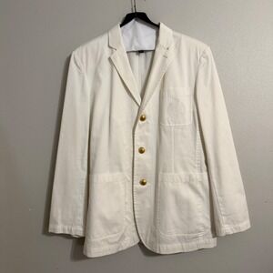 Lauren Ralph Lauren Womens White Cotton Twill Crest Blazer Gold Buttons XL